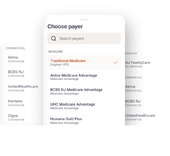 Verify payer selection interface