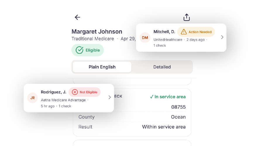 Verify eligibility results summarized in plain language
